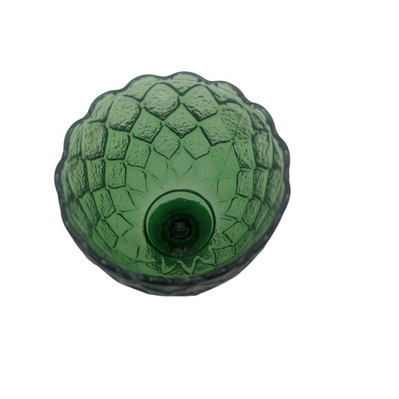 Vintage Harlequin Pattern Green Glass Pedestal Drinking Wine Water Goblet - Picture 10 of 12